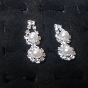 Rhinestone and pearl earrings